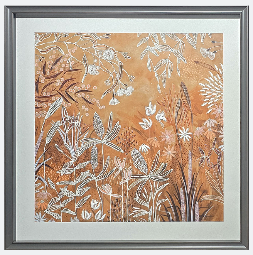 Autumn Blossom Harmony - Rustic Glass Composite Wall Art with Botanical Charm