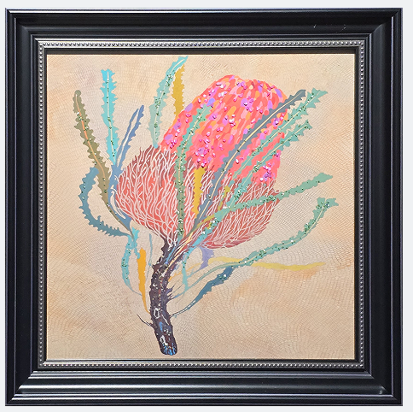 Native Blossom - Handcrafted Textured Art