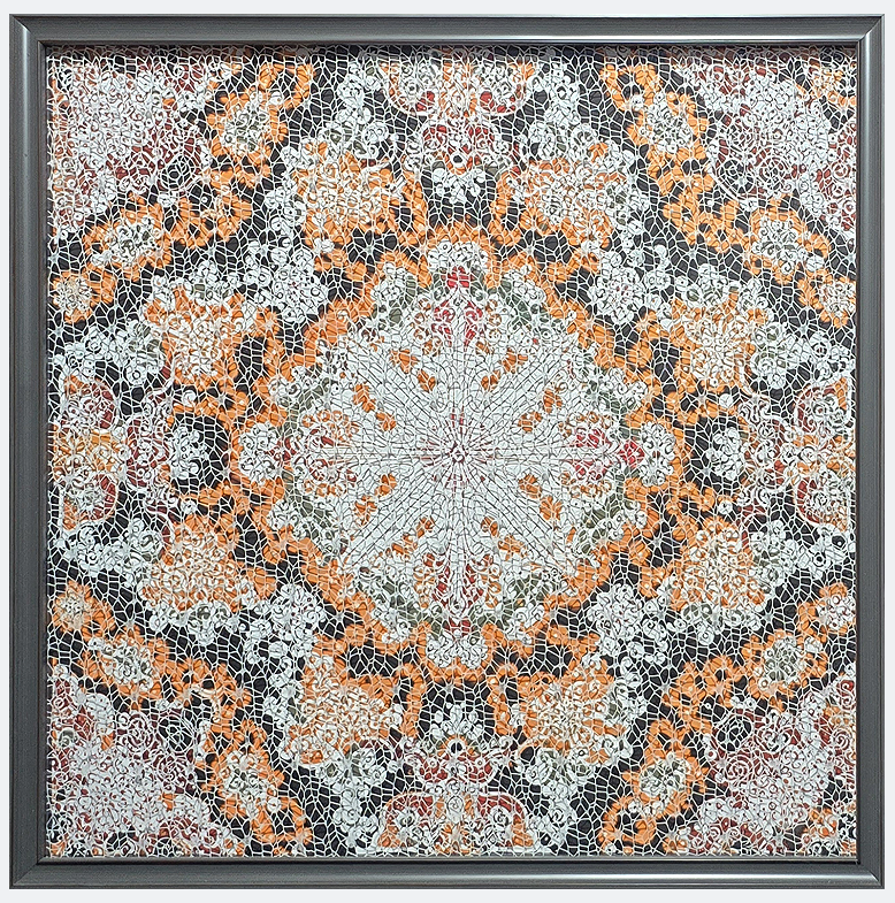 Radiant Symmetry - Handcrafted Mesh Wall Art with Striking Geometric Design
