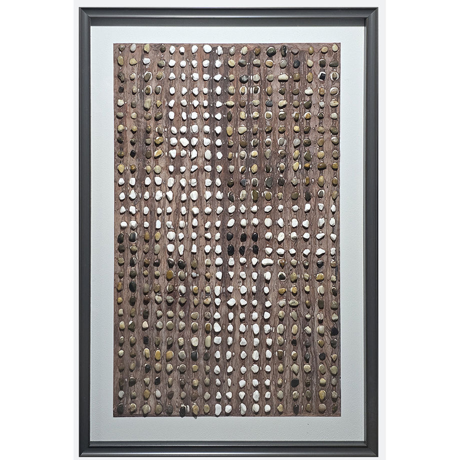 Earthen Harmony - Glass Composite Wall Art with Natural Pebble Texture