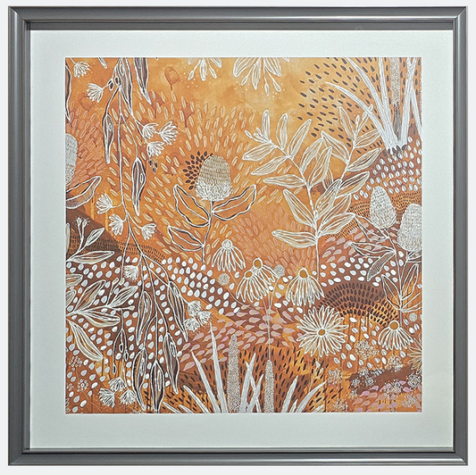 Golden Prairie Whispers - Rustic Glass Composite Wall Art with Botanical Charm