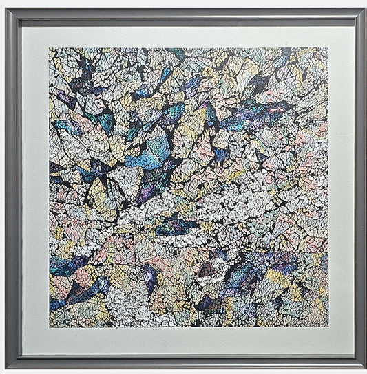 Prismatic Echoes - Glass Composite Wall Art with Vibrant Abstract Patterns