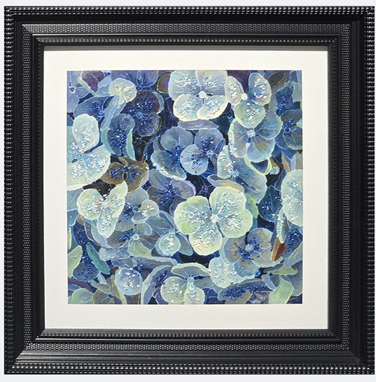 Hydrangea Serenity - Handcrafted Mixed Media Artwork