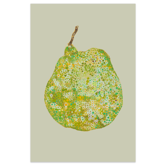 Pear of Vibrance - Handcrafted Gold-Finish Aluminum Panel Wall Art