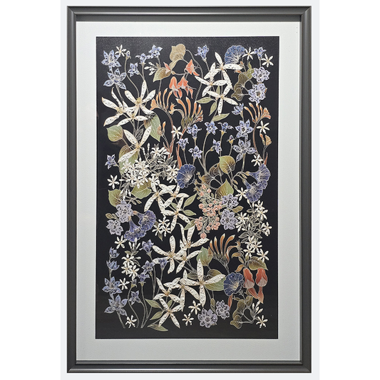 Midnight Bloom - Glass Composite Wall Art with Elegant Floral Design